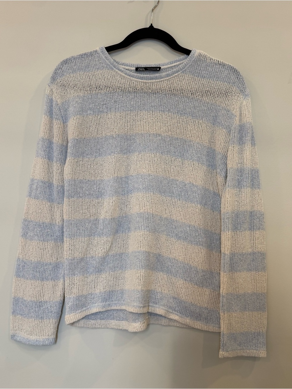 Zara Striped Crewneck Sweater - Light Blue & White
